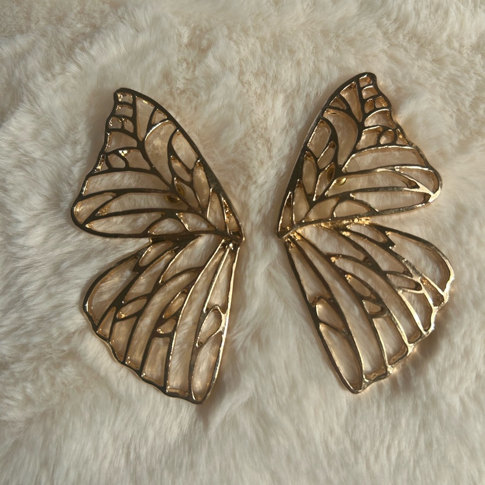 Gold Butterfly Wing Earrings